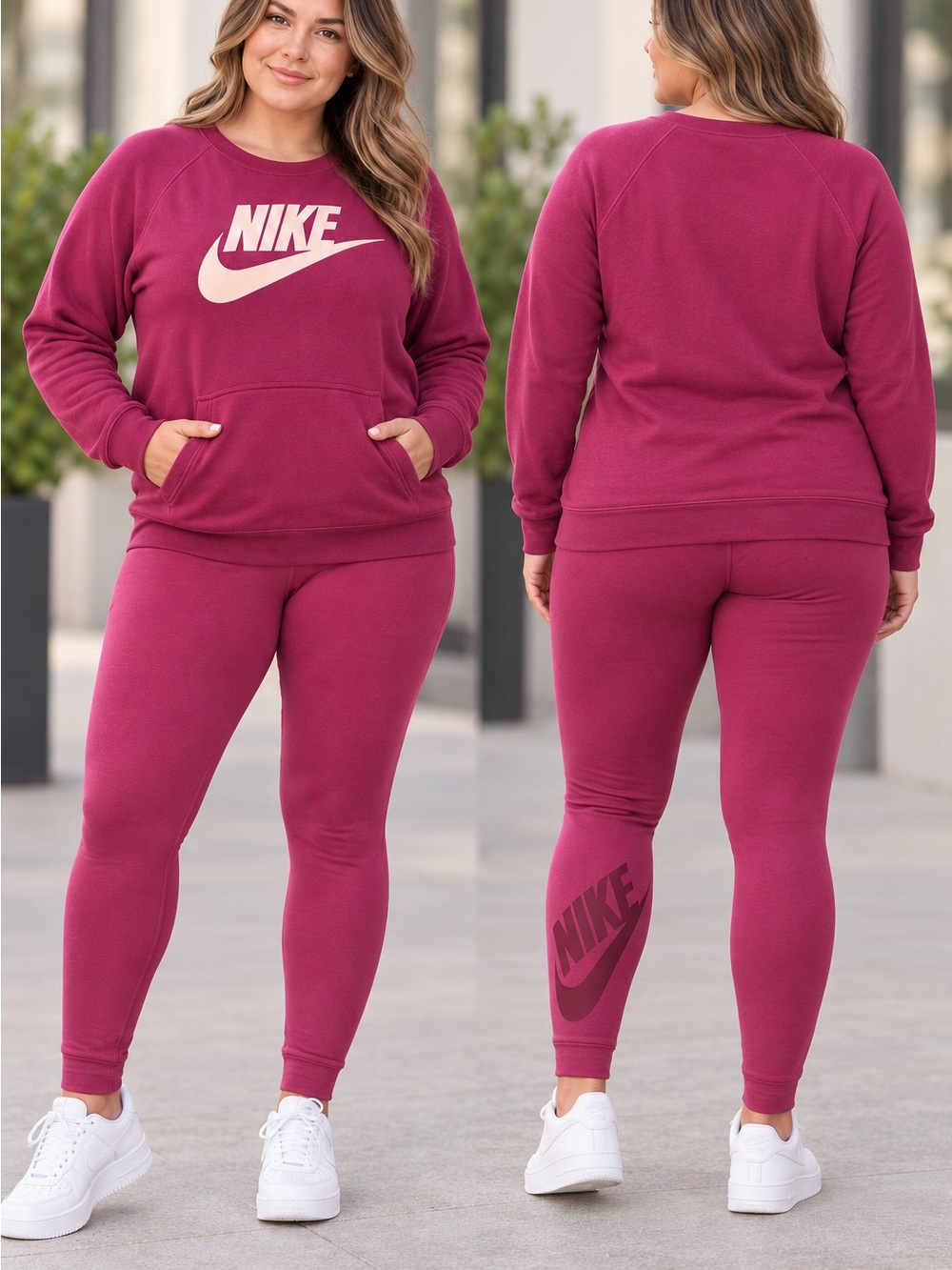 Nike Women's large Berry Fleece Sweatshirt & Leggings outfit